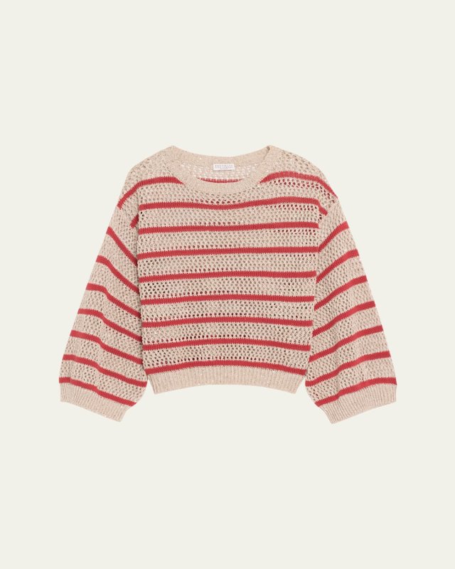 Micro Sequined Linen French Riveria Stripe Sweater